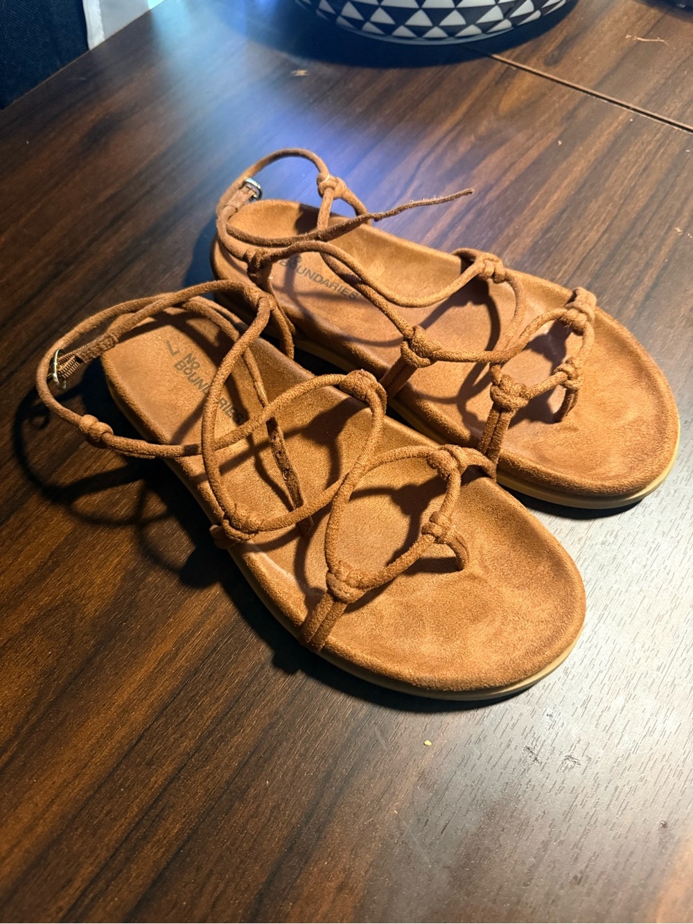 No Boundaries Tan Knotted Strappy Sandals